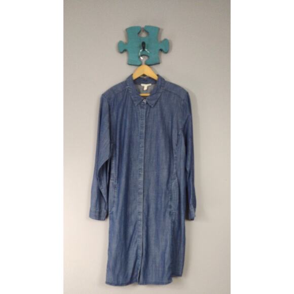 Eileen Fisher Woman Tencel Cotton Denim Dress with side pockets plus size 1X - Picture 1 of 16